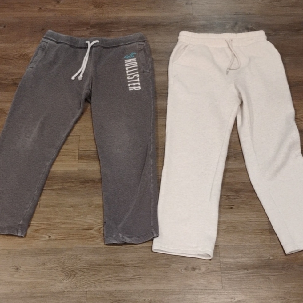 Hollister Kids Gray and Cream Joggers